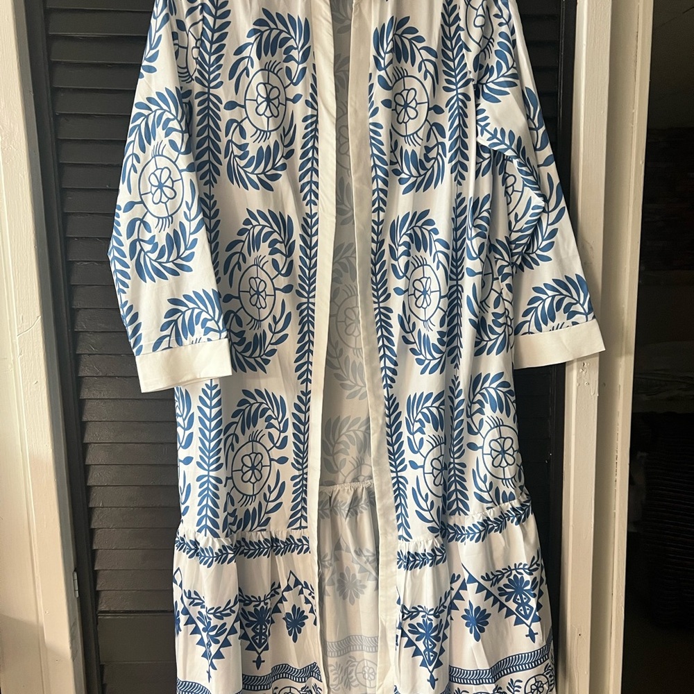 Blue and White Women's Coat